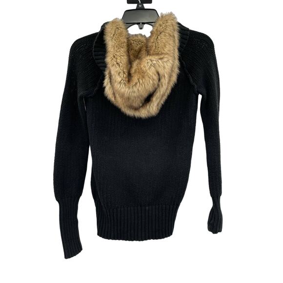 Mossimo Supply Co. Cardigan Rib Knit Faux Fur Hood Womens Sweater - Picture 5 of 7